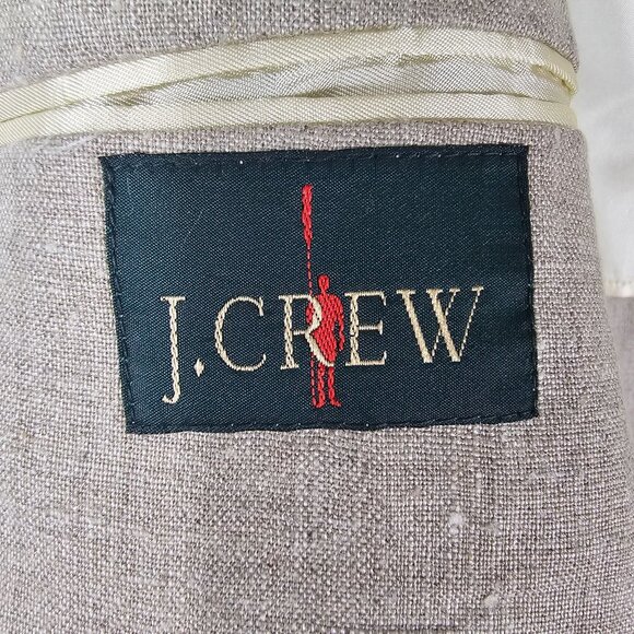 VTG J.Crew Oarsman Linen Blazer 42L Beige Neutral Classic Resort Summer Coastal - Picture 9 of 13